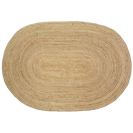 LR RESOURCES LR Resources NATUR12036NGY57OV 5 x 7 ft. Natural Jute Oval Area Rug; Natural & Gray NATUR12036NGY57OV
